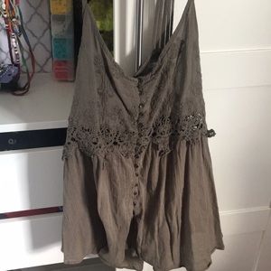 Army green razor back spaghetti strap